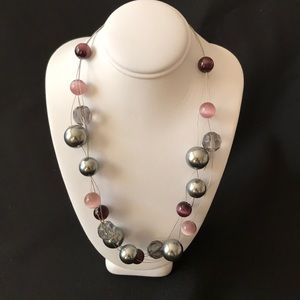 Purple and grey pearl-tone necklace